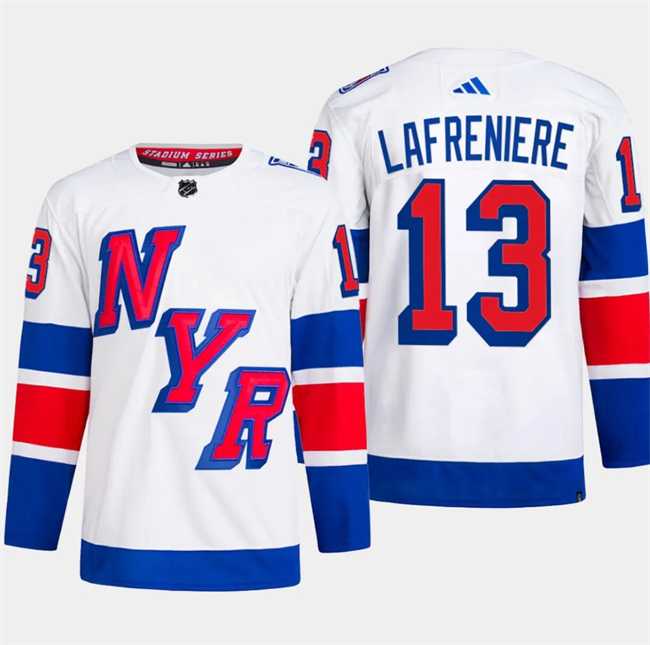 Men%27s New York Rangers #13 Alexis Lafreniere White 2024 Stadium Series Stitched Jersey Dzhi